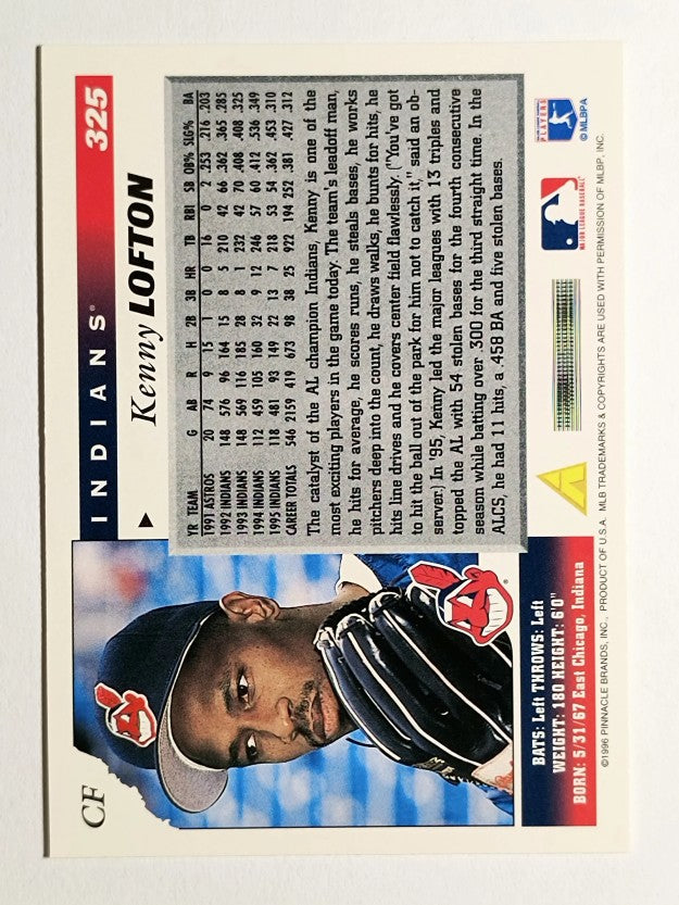 1996 Score #325 Kenny Lofton