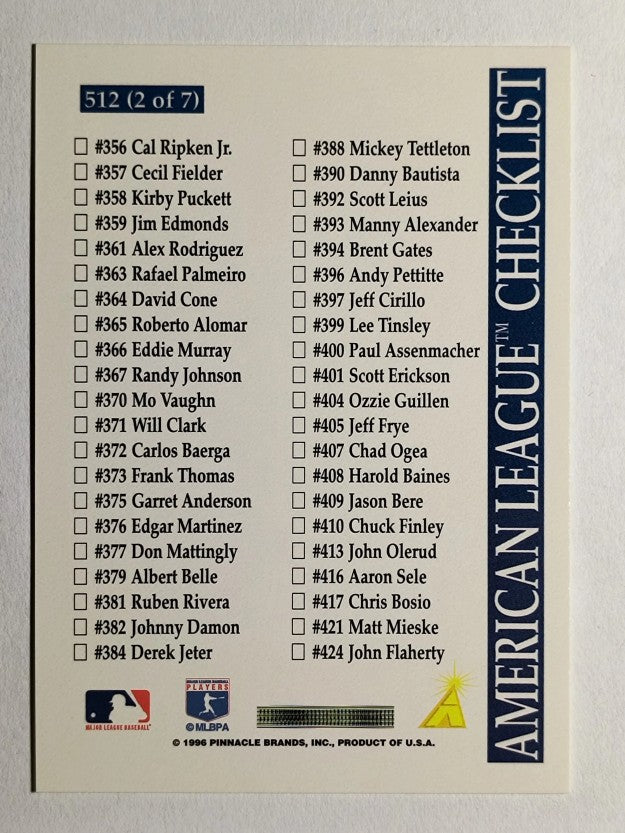1996 Score #512 Randy Johnson CL