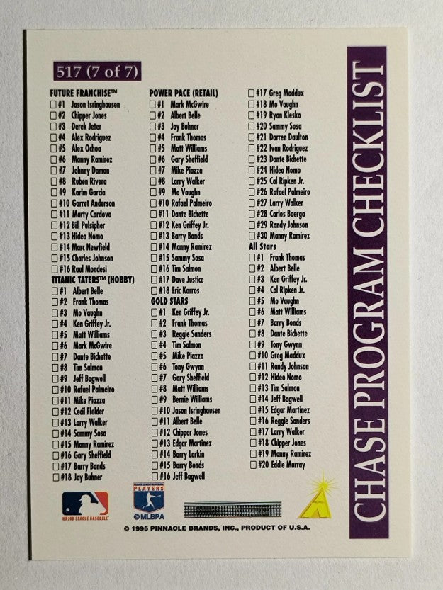 1996 Score #517 Tom Glavine CL