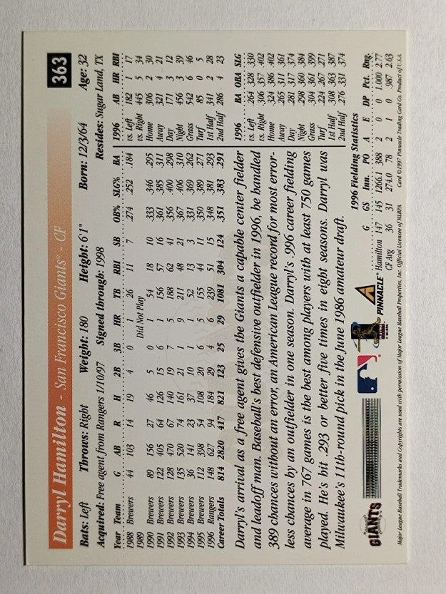 1997 Score #363 Darryl Hamilton