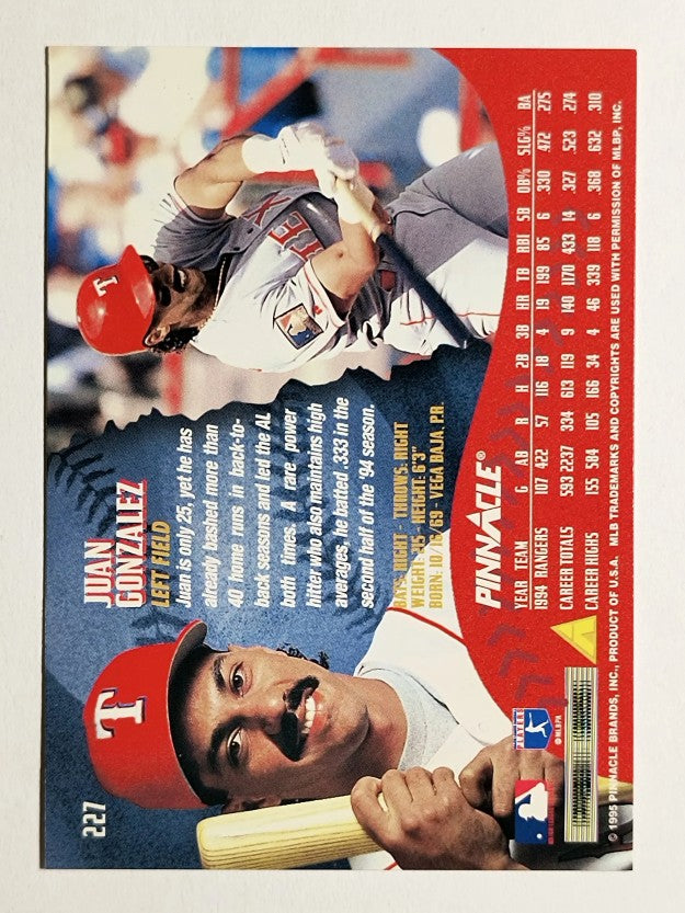1995 Pinnacle #227 Juan Gonzalez