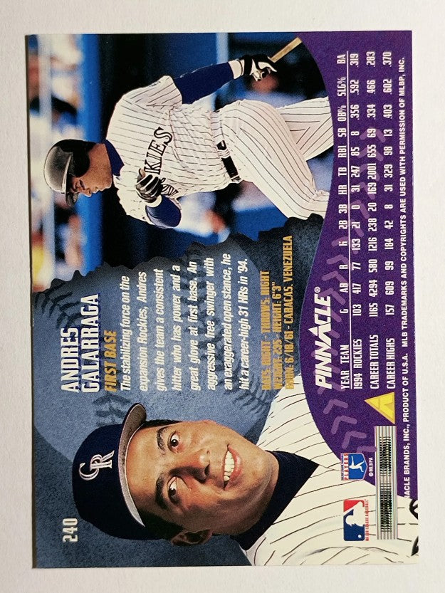 1995 Pinnacle #240 Andres Galarraga