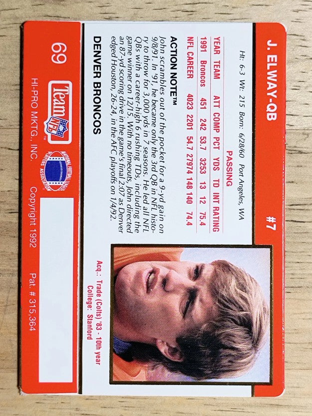 1992 Action Packed #69 John Elway