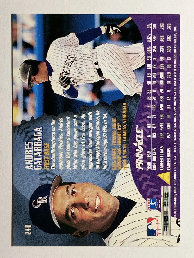 1995 Pinnacle #240 Andres Galarraga