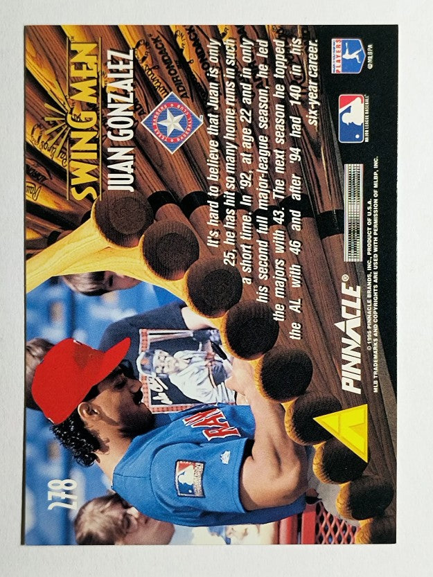 1995 Pinnacle #278 Juan Gonzalez SM