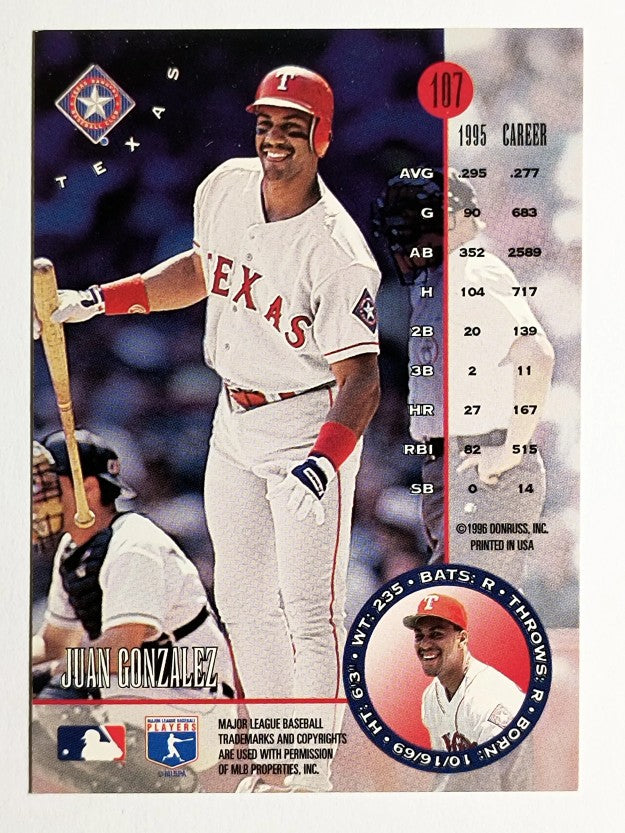 1996 Leaf #107 Juan Gonzalez