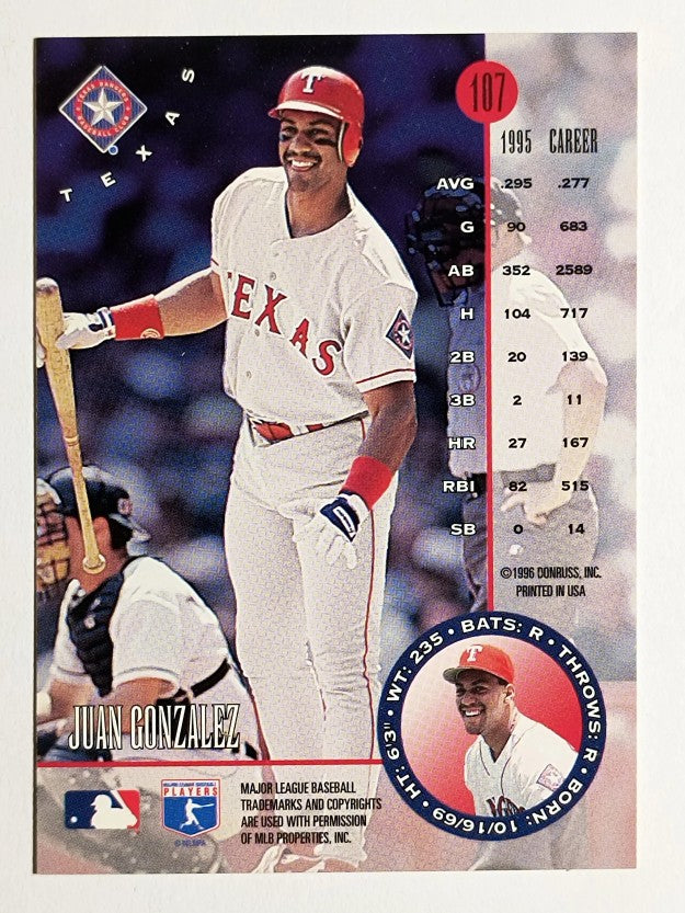 1996 Leaf #107 Juan Gonzalez