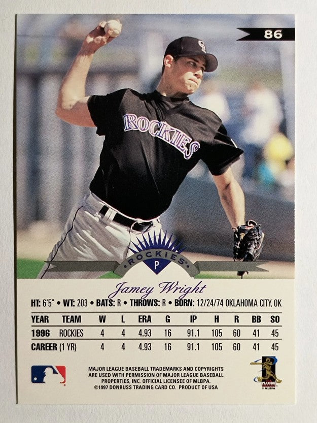 1997 Leaf #86 Jamey Wright
