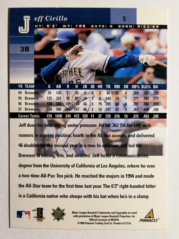 1998 Pinnacle Plus #5 Jeff Cirillo