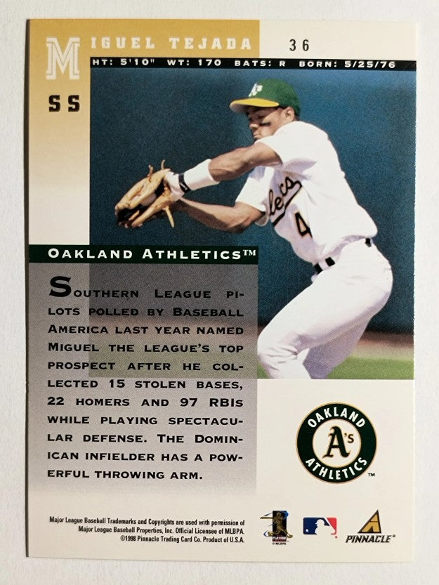 1998 Pinnacle Plus #36 Miguel Tejada