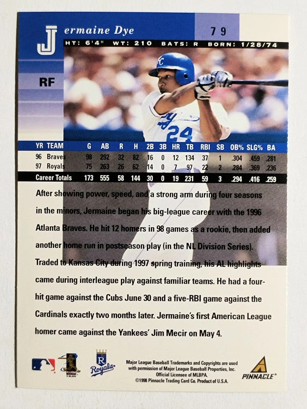 1998 Pinnacle Plus #79 Jermaine Dye