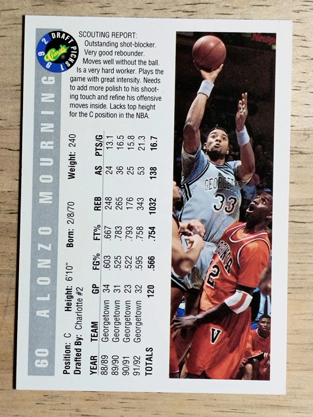 1992 Classic #60 Alonzo Mourning
