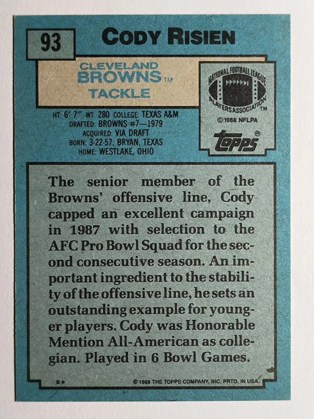 1988 Topps #93 Cody Risien