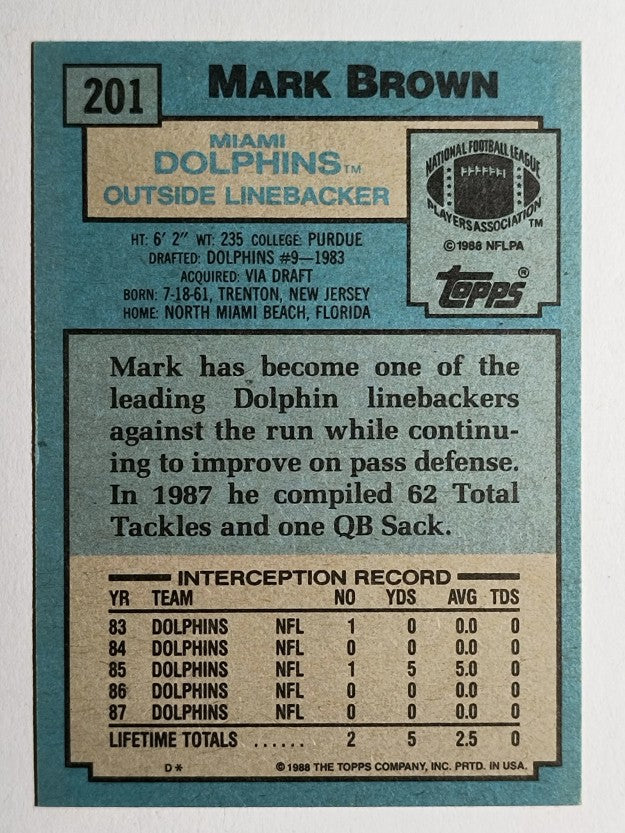 1988 Topps #201 Mark Brown