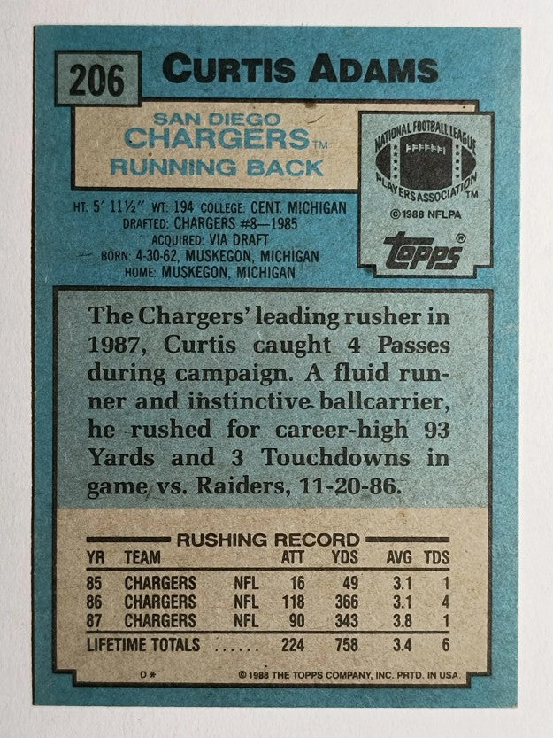 1988 Topps #206 Curtis Adams