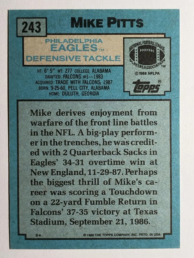 1988 Topps #243 Mike Pitts