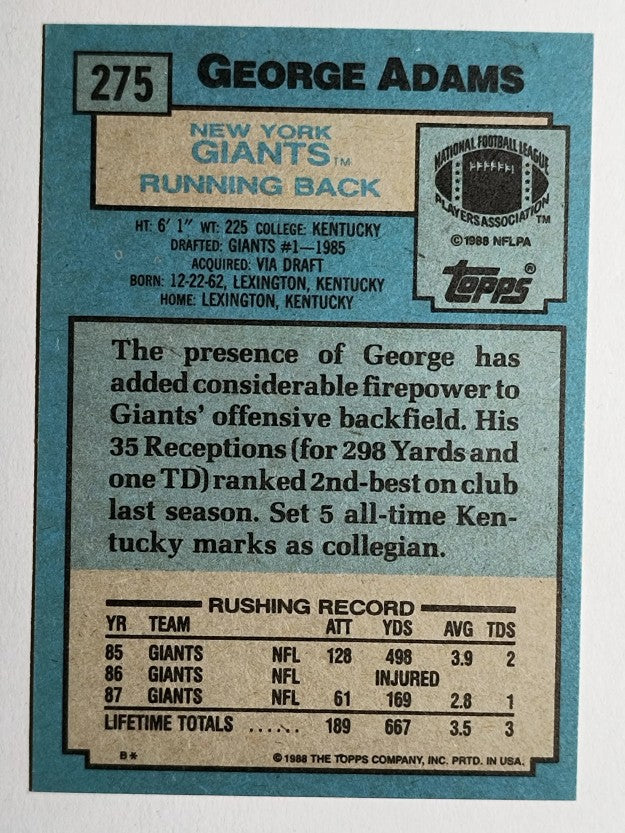 1988 Topps #275 George Adams
