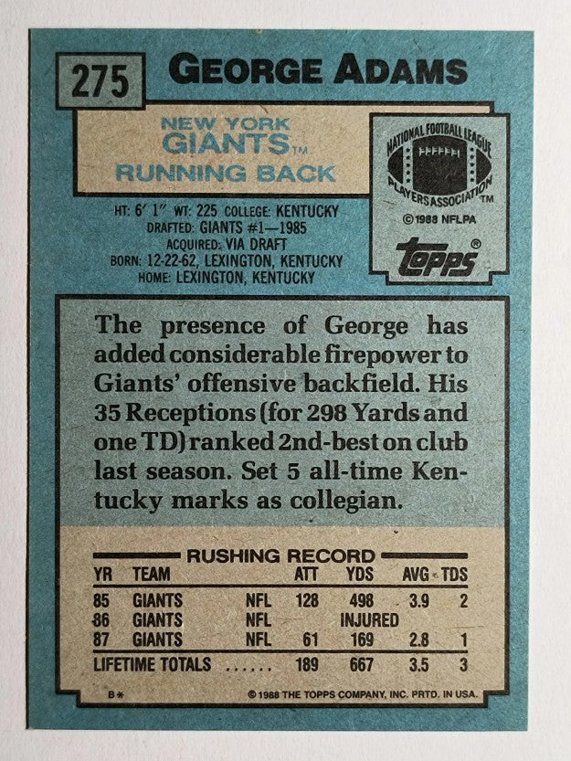 1988 Topps #275 George Adams