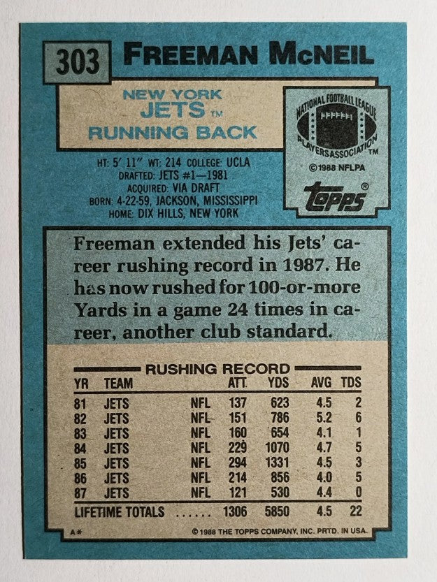 1988 Topps #303 Freeman McNeil