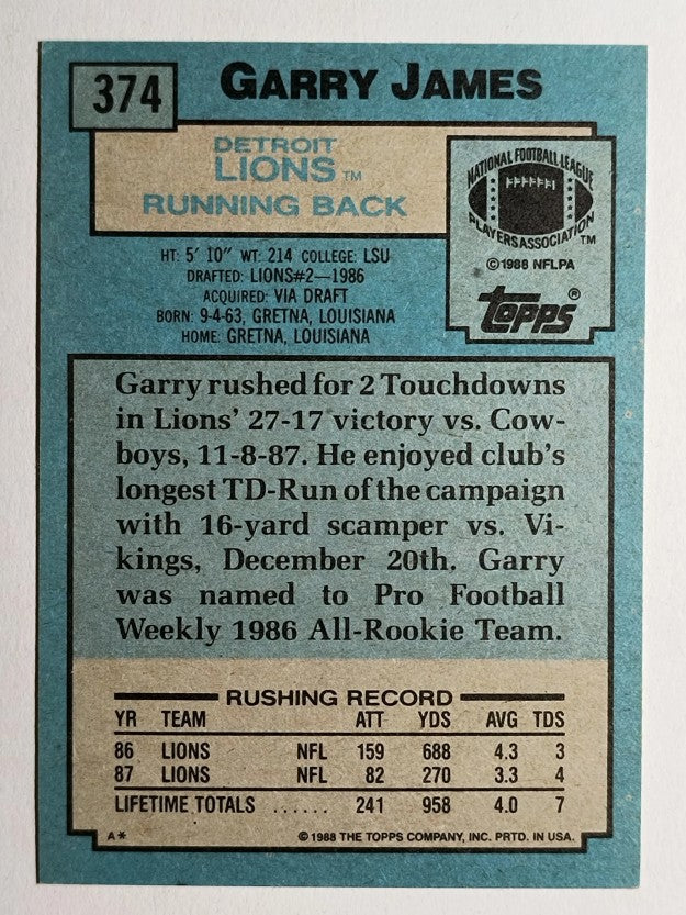 1988 Topps #374 Garry James