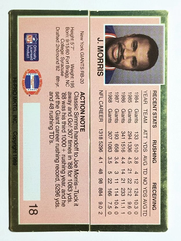 1989 Action Packed Test #18 Joe Morris
