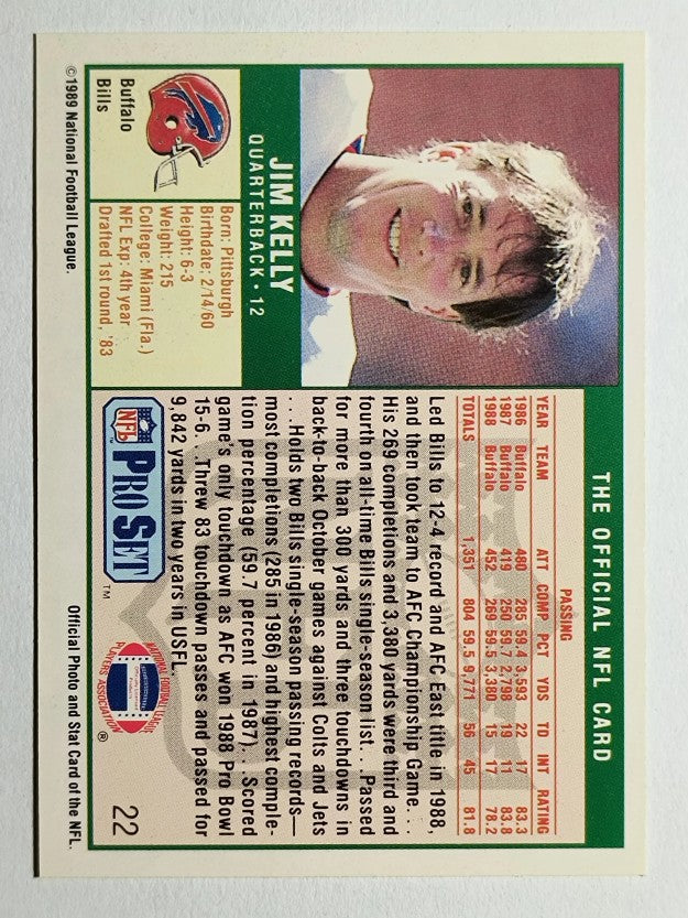 1989 Pro Set #22 Jim Kelly