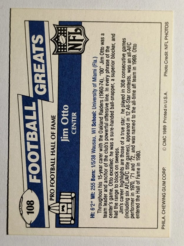 1989 Swell Greats #108 Jim Otto