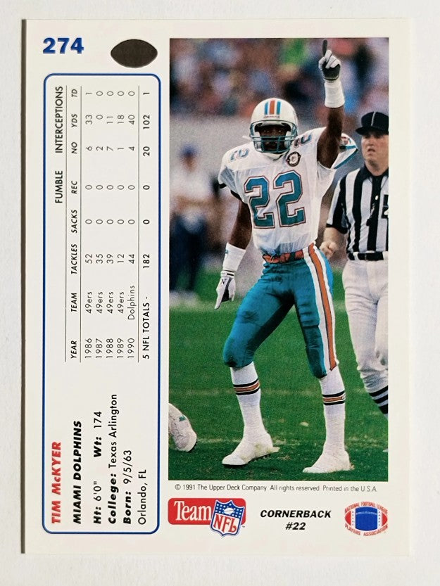 1991 Upper Deck #274 Tim McKyer