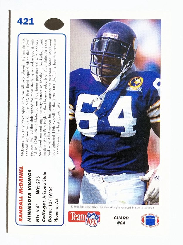 1991 Upper Deck #421 Randall McDaniel