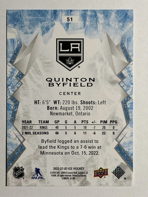 2022-23 Upper Deck Ice #51 Quinton Byfield