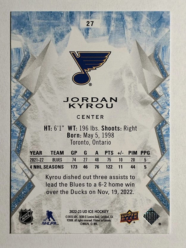 2022-23 Upper Deck Ice #27 Jordan Kyrou