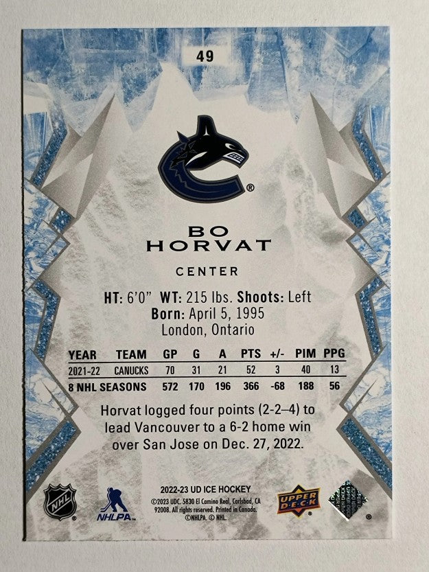 2022-23 Upper Deck Ice #49 Bo Horvat