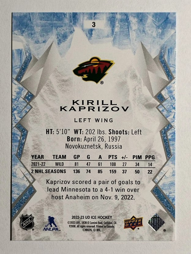 2022-23 Upper Deck Ice #3 Kirill Kaprizov