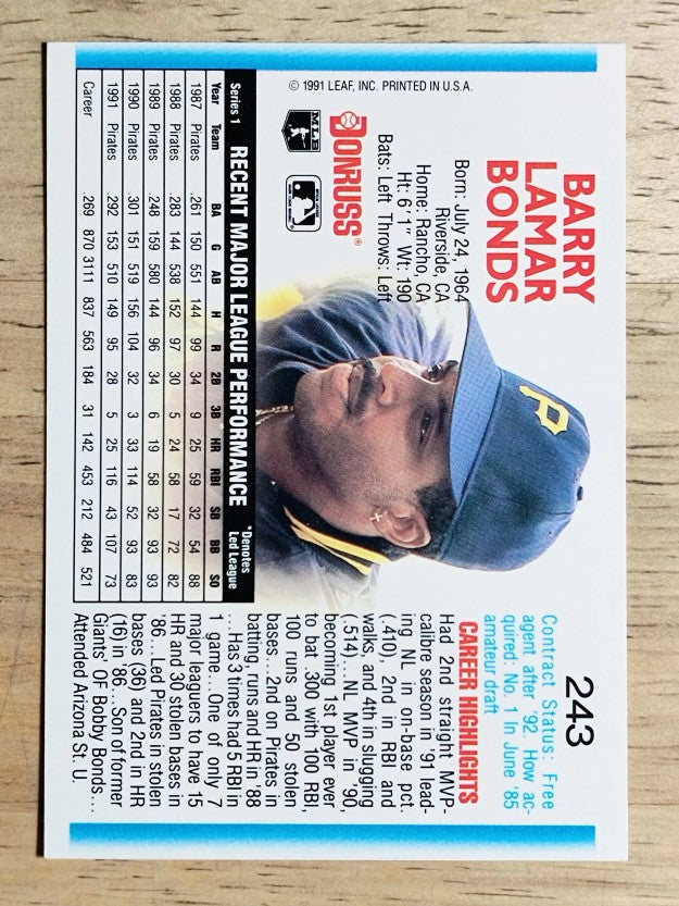 1992 Donruss #243 Barry Bonds