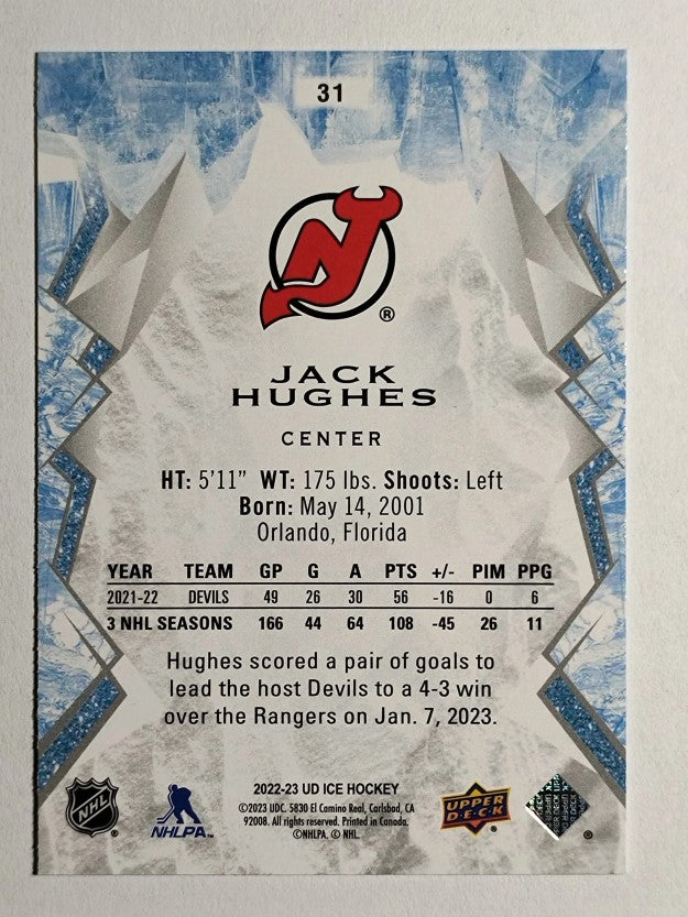 2022-23 Upper Deck Ice #31 Jack Hughes