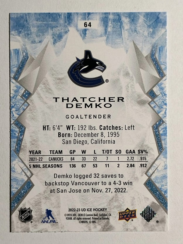 2022-23 Upper Deck Ice #64 Thatcher Demko