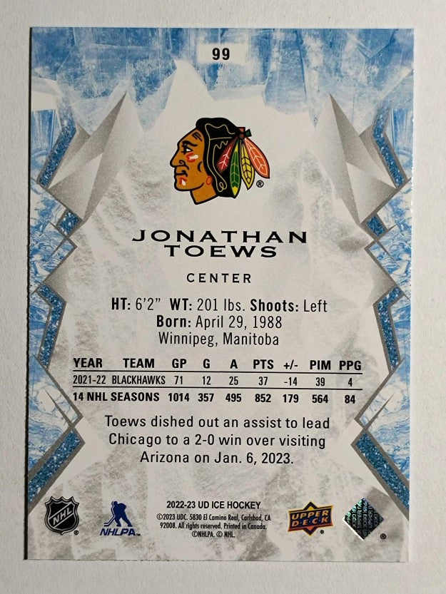 2022-23 Upper Deck Ice #99 Jonathan Toews