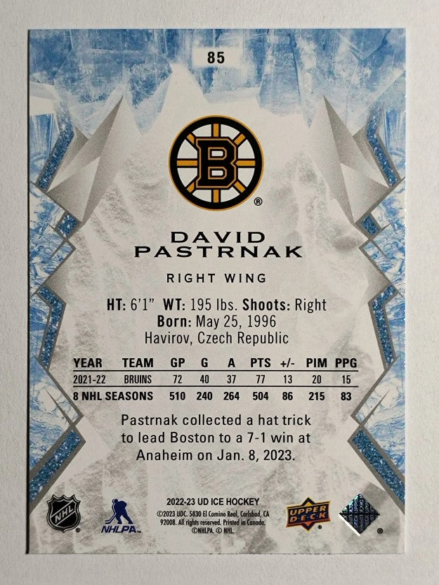2022-23 Upper Deck Ice #85 David Pastrnak