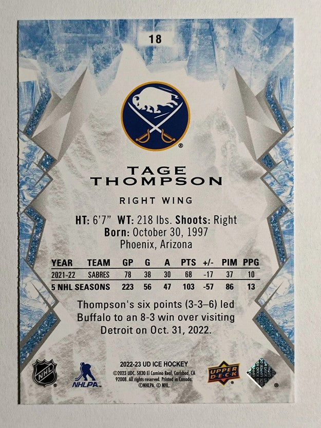 2022-23 Upper Deck Ice #18 Tage Thompson