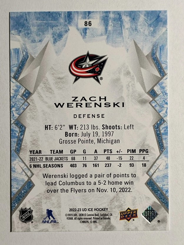 2022-23 Upper Deck Ice #86 Zach Werenski