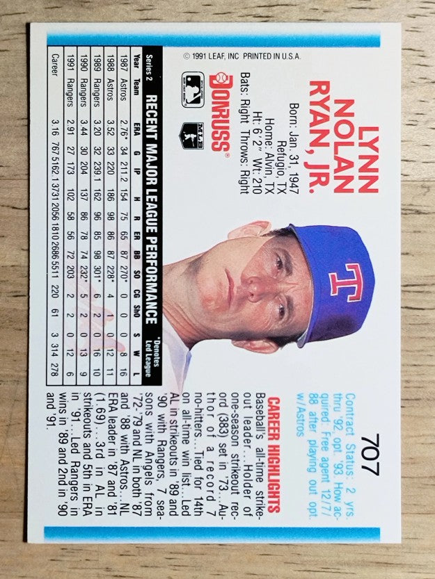 1992 Donruss #707 Nolan Ryan