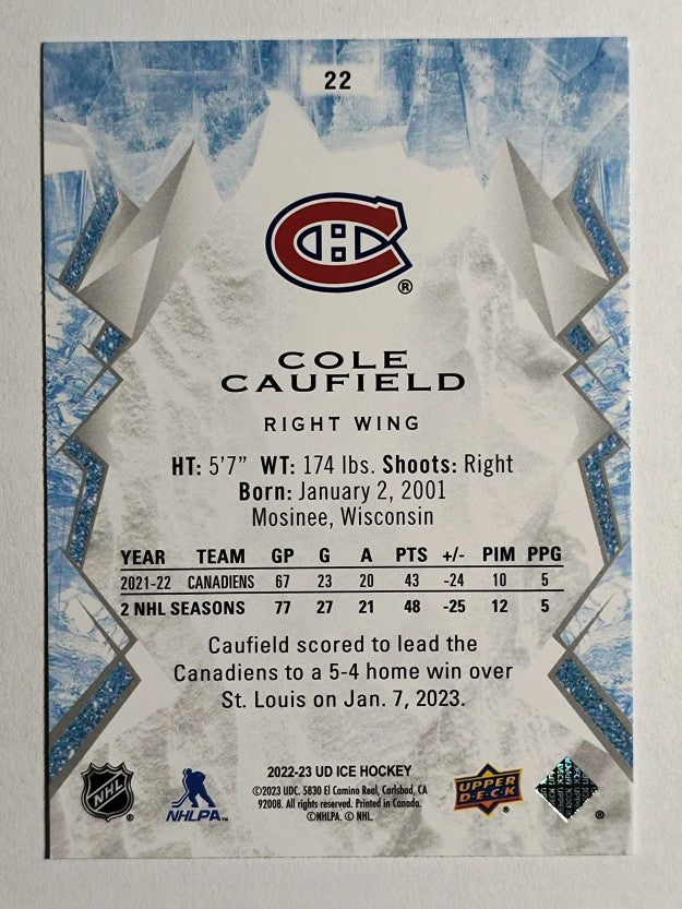 2022-23 Upper Deck Ice #22 Cole Caufield