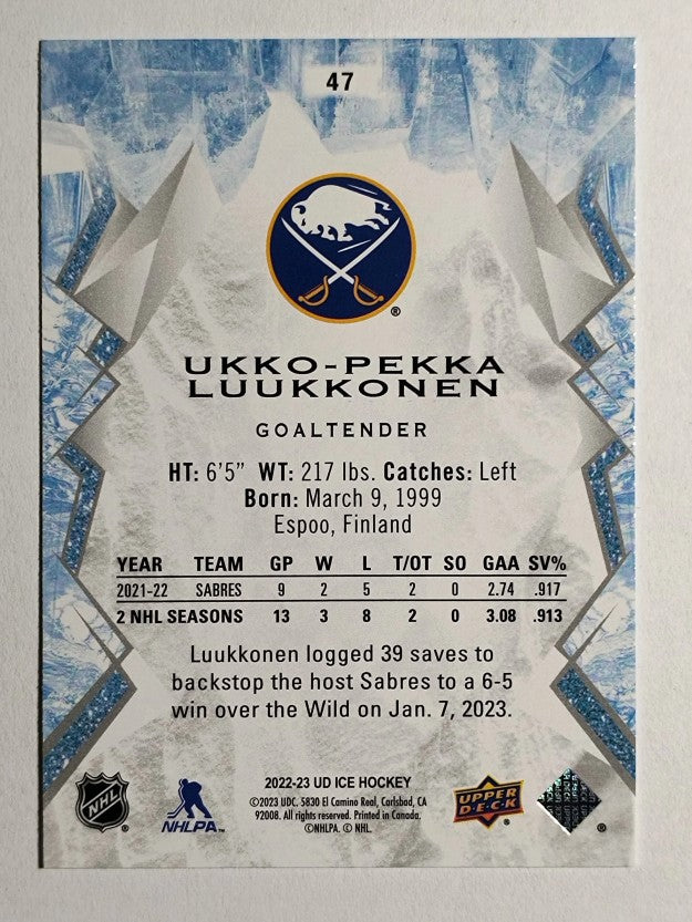 2022-23 Upper Deck Ice #47 Ukko-Pekka Luukkonen