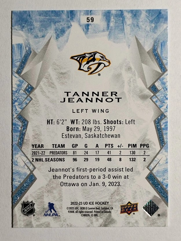 2022-23 Upper Deck Ice #59 Tanner Jeannot