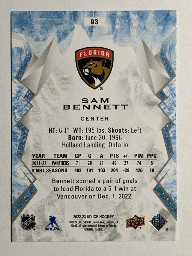2022-23 Upper Deck Ice #93 Sam Bennett