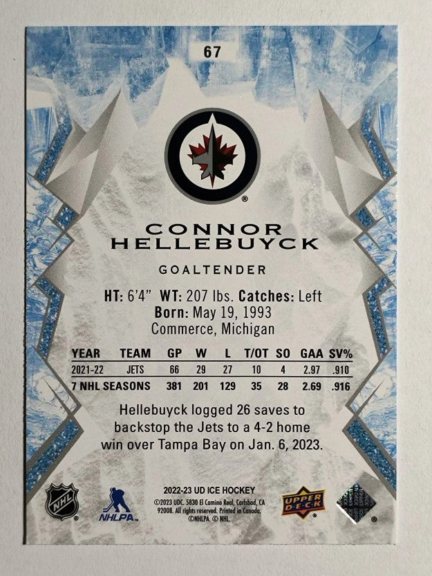 2022-23 Upper Deck Ice #67 Connor Hellebuyck