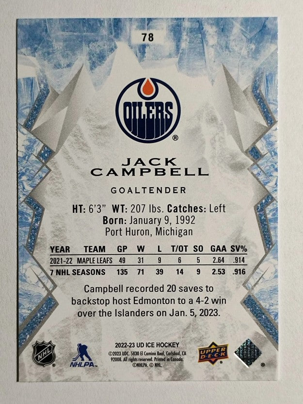 2022-23 Upper Deck Ice #78 Jack Campbell