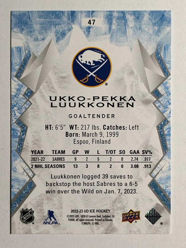 2022-23 Upper Deck Ice #47 Ukko-Pekka Luukkonen