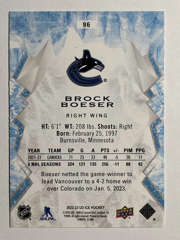 2022-23 Upper Deck Ice Green #96 Brock Boeser