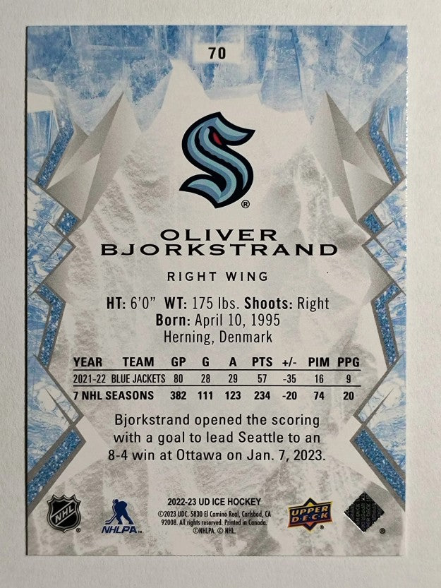2022-23 Upper Deck Ice Green #70 Oliver Bjorkstrand